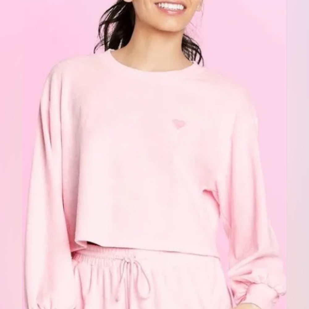 Stoney Clover x Target Pink Longsleeve Crop Top Shirt Size XL Comfy Spring Heart